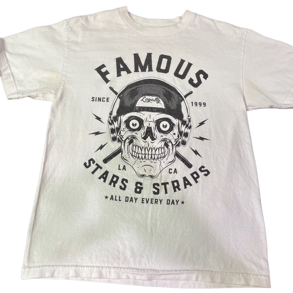 White Famous Stars And Straps T-Shirt Size M